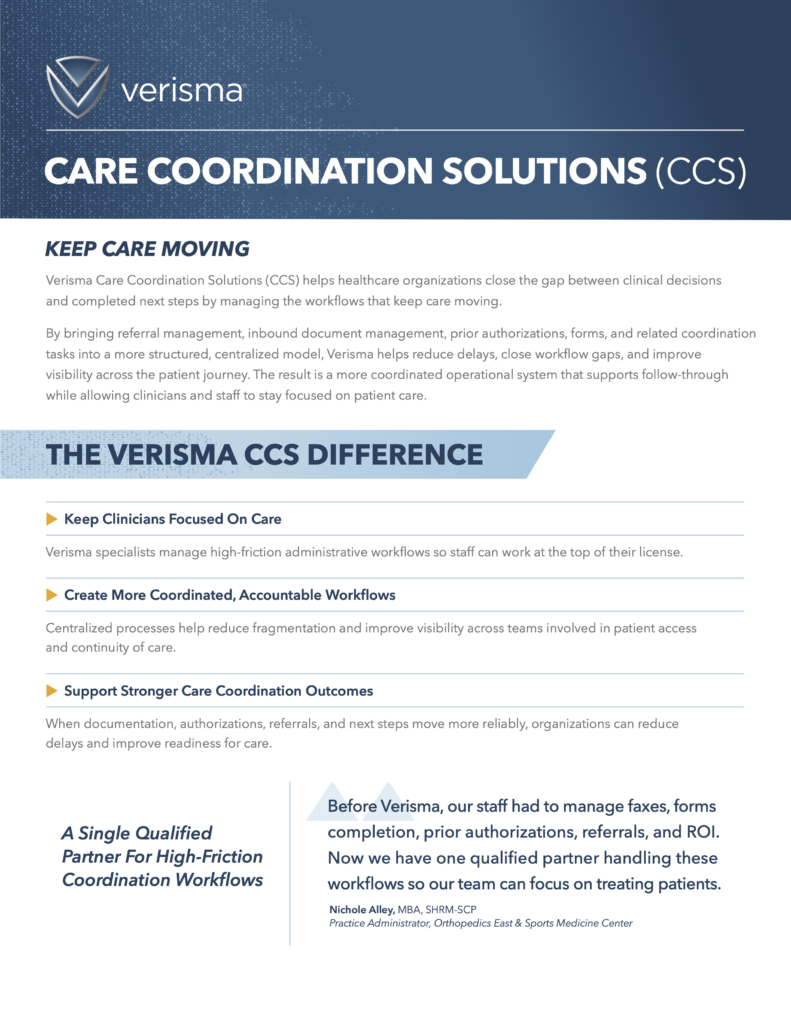 Verisma Care Coordination Solutions Product Sheet