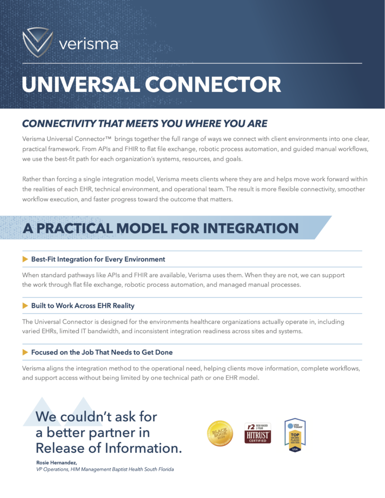 Verisma Universal Connector Product Sheet