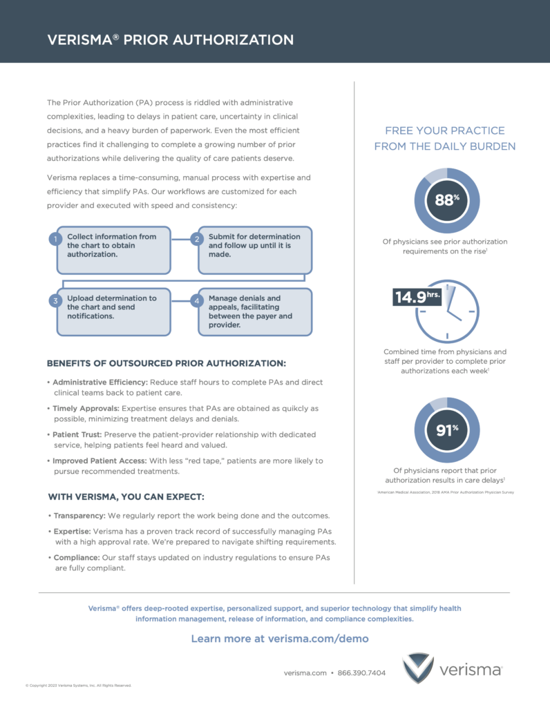 Verisma Prior Authorization Product Sheet