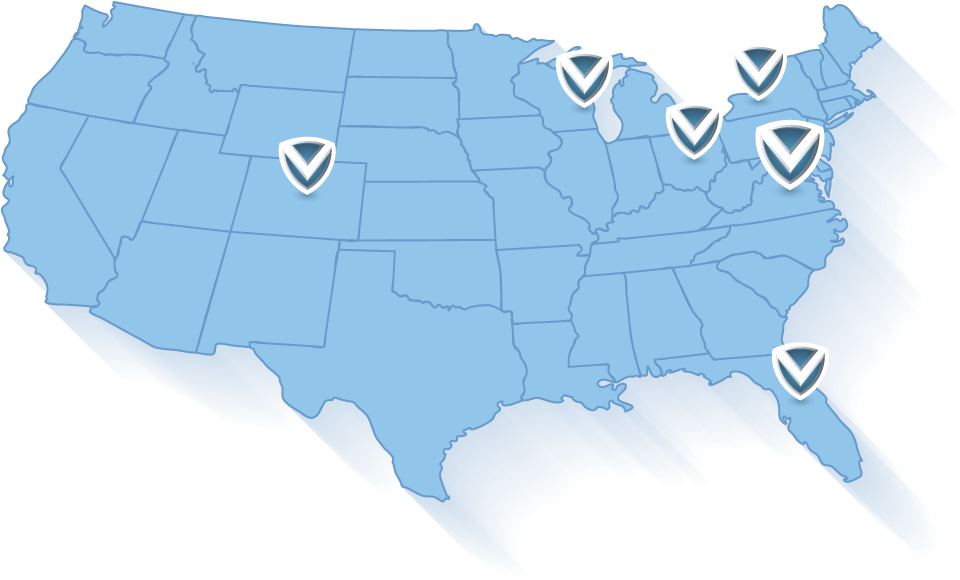 map graphic showing locations of Verisma training centers